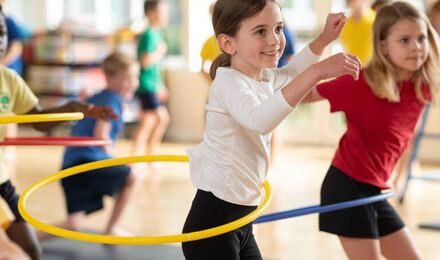 Students with hoops