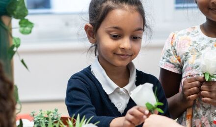 Students with plants